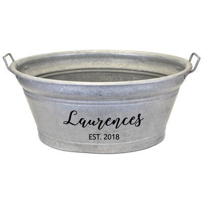 French Vintage Zinc Tub Personalized with Family Name