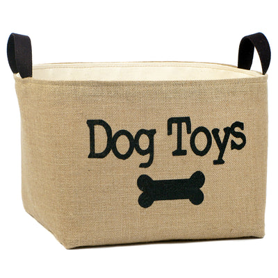 Dog Toys Burlap Storage Bucket