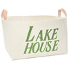 Lake House Canvas Storage Bin with Veg Leather Handles - A Southern Bucket