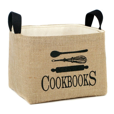 Cookbooks Burlap Storage Bins