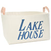 Lake House Canvas Storage Bin with Veg Leather Handles - A Southern Bucket