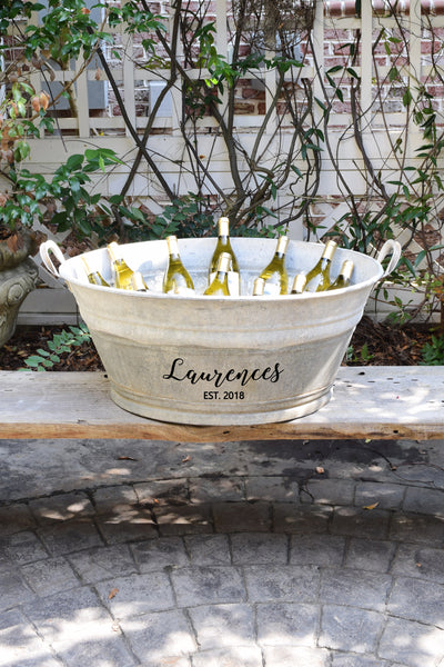 French Vintage Zinc Tub Personalized