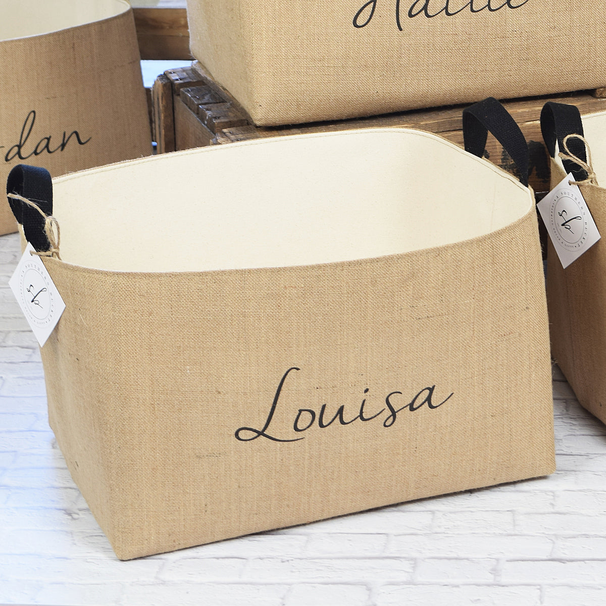 Callie LouisaBurlap Storage Basket 