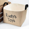 Personalized Toys Burlap Storage Bin, Black - A Southern Bucket - 1