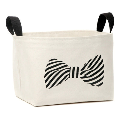 Striped Bowtie Canvas Storage Basket - A Southern Bucket