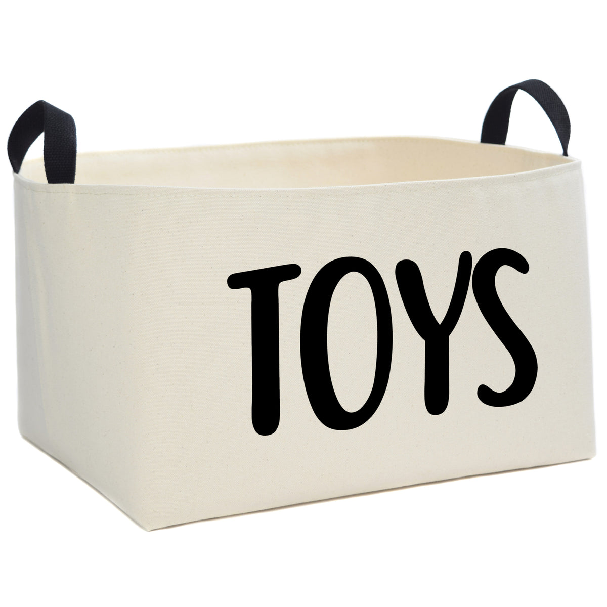 Natural Canvas Toy Basket with Hand Printed Design - A Southern Bucket