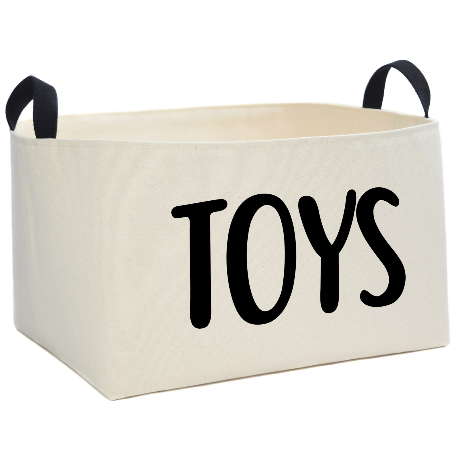 Natural Canvas Toy Basket with Hand Printed Design - A Southern Bucket