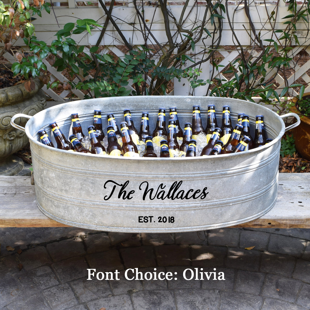 French Vintage Galvanized Zinc Beverage Tub with Custom Personalization - A Southern Bucket
