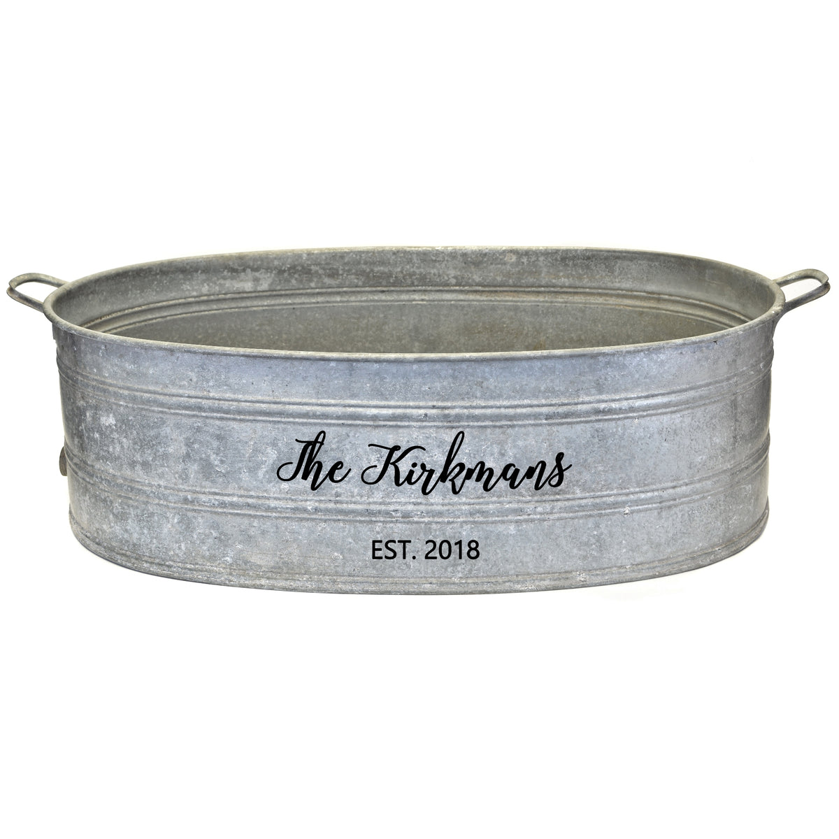 French Vintage Galvanized Zinc Beverage Tub with Custom Personalization - A Southern Bucket