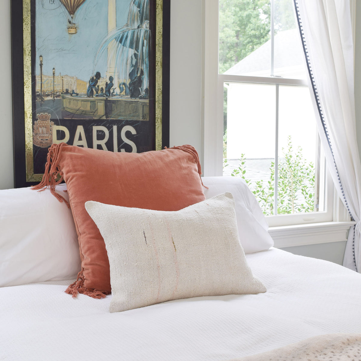 Wool Kilim Pillow, Neutral Pink