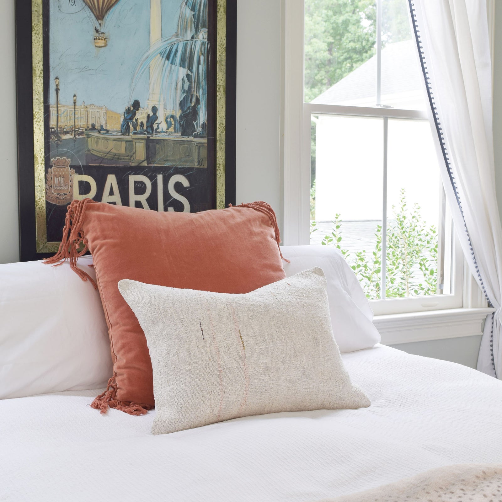 Wool Kilim Pillow, Neutral Pink