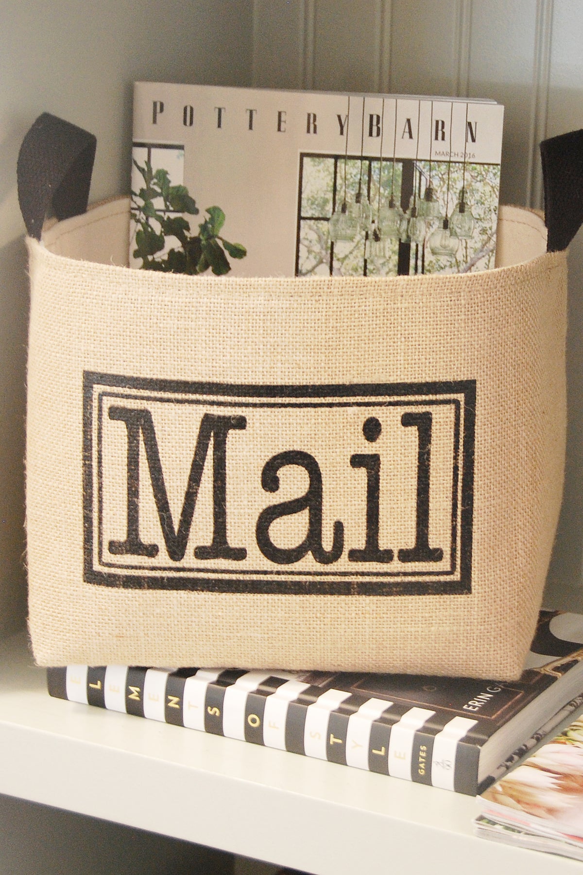 Mail Organizer Burlap Storage Basket - A Southern Bucket