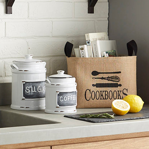 Cookbooks Burlaps Basket 