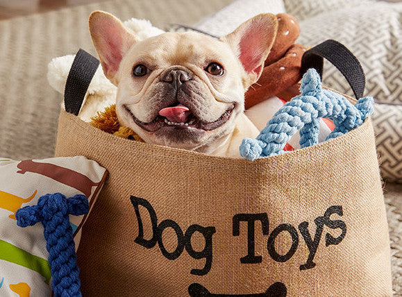 Dog Toys Burlap Storage Bin 