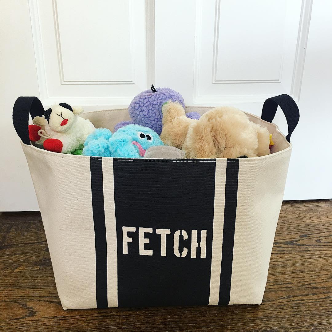 Fetch Striped Dog Toys Canvas Storage Basket