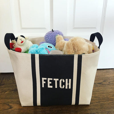 Fetch Striped Dog Toys Canvas Storage Basket