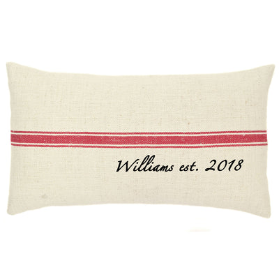 Personalized Vintage Grain Sack Pillow - A Southern Bucket