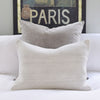Vintage Wool Kilim Pillow, Neutral Grey with paris