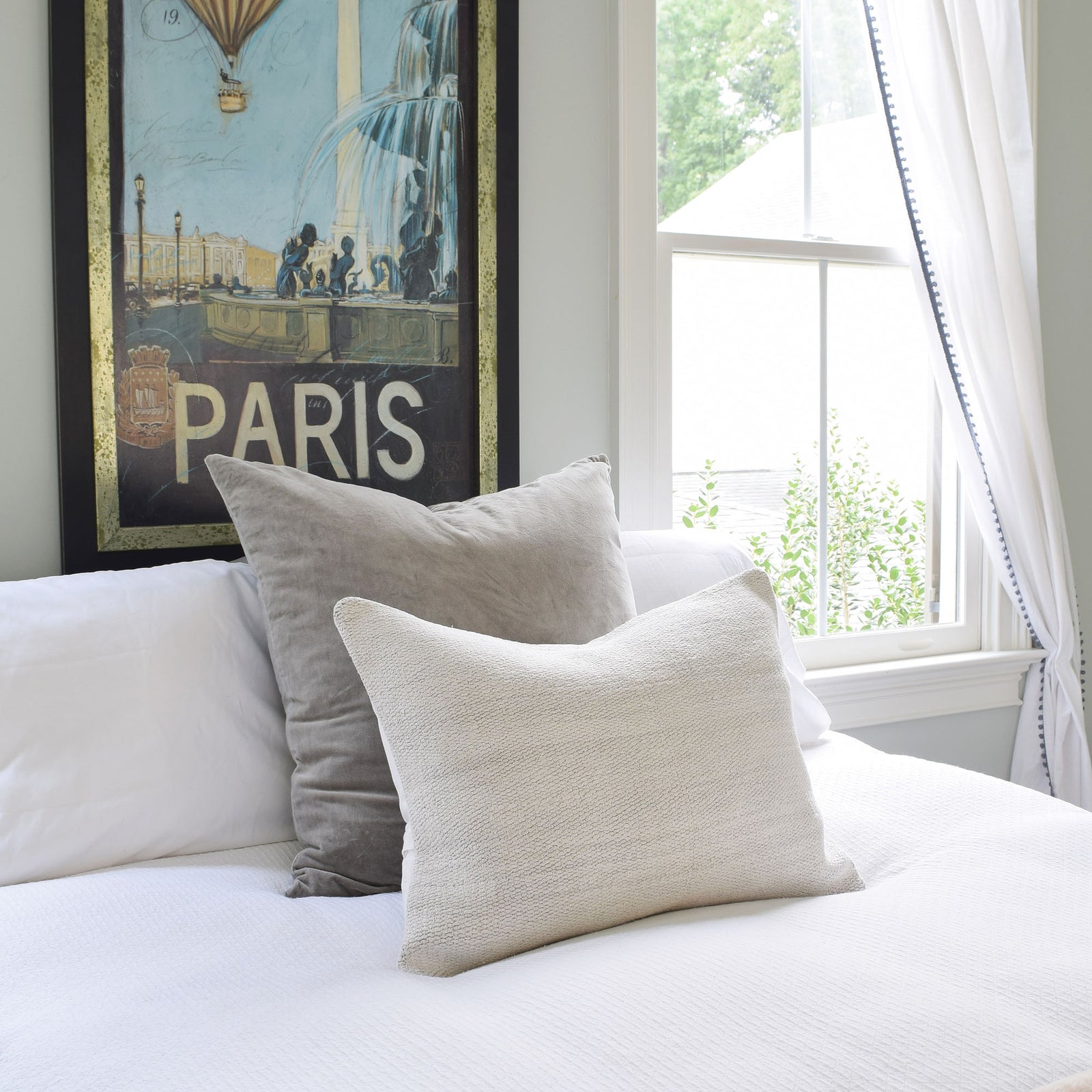 Vintage Wool Kilim Pillow, Neutral Grey 