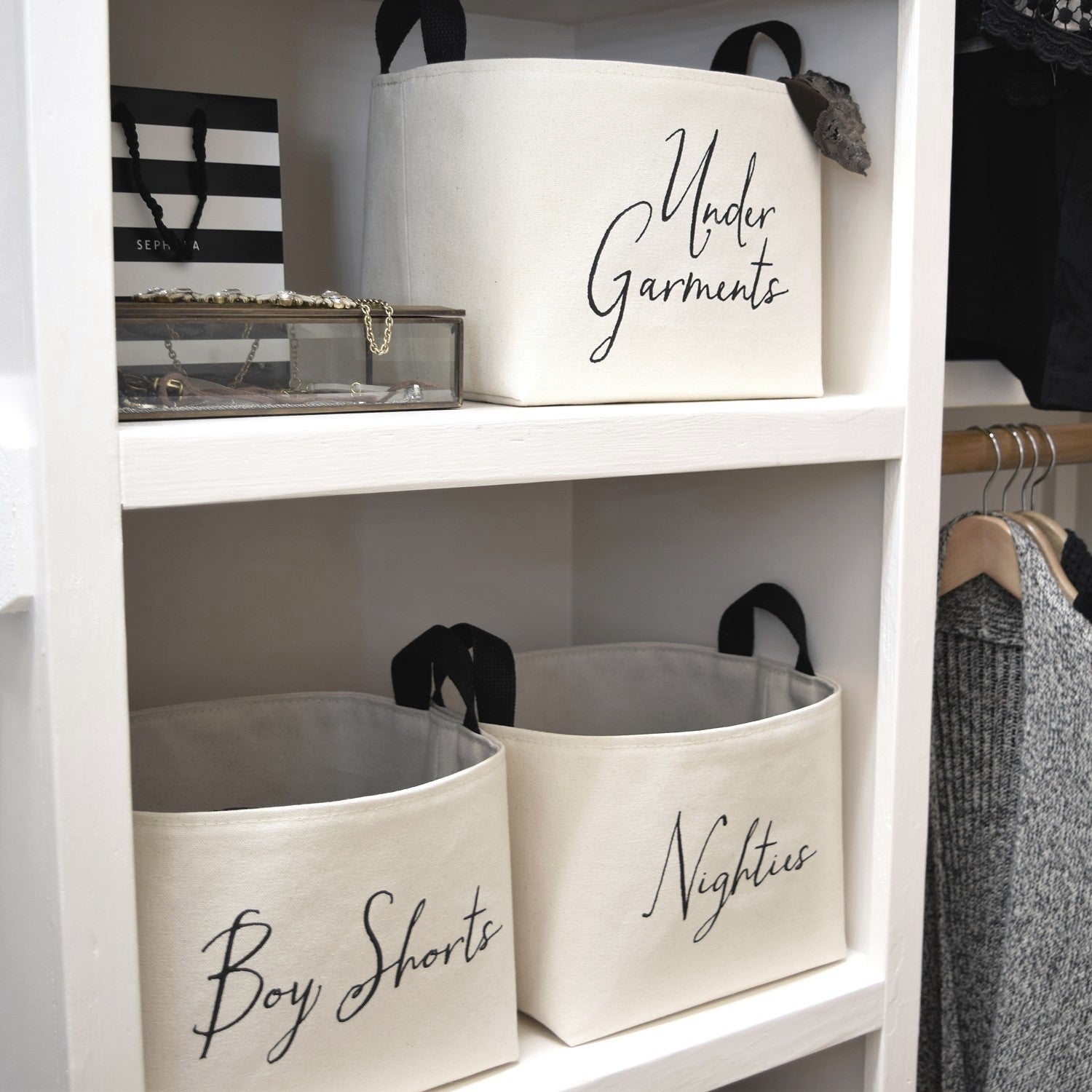 Personalized Canvas Storage Basket -   Custom closet organization,  Organization bedroom, Closet storage bins