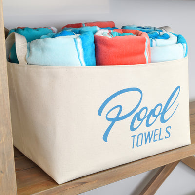 Pool Towels Canvas Storage Basket - A Southern Bucket