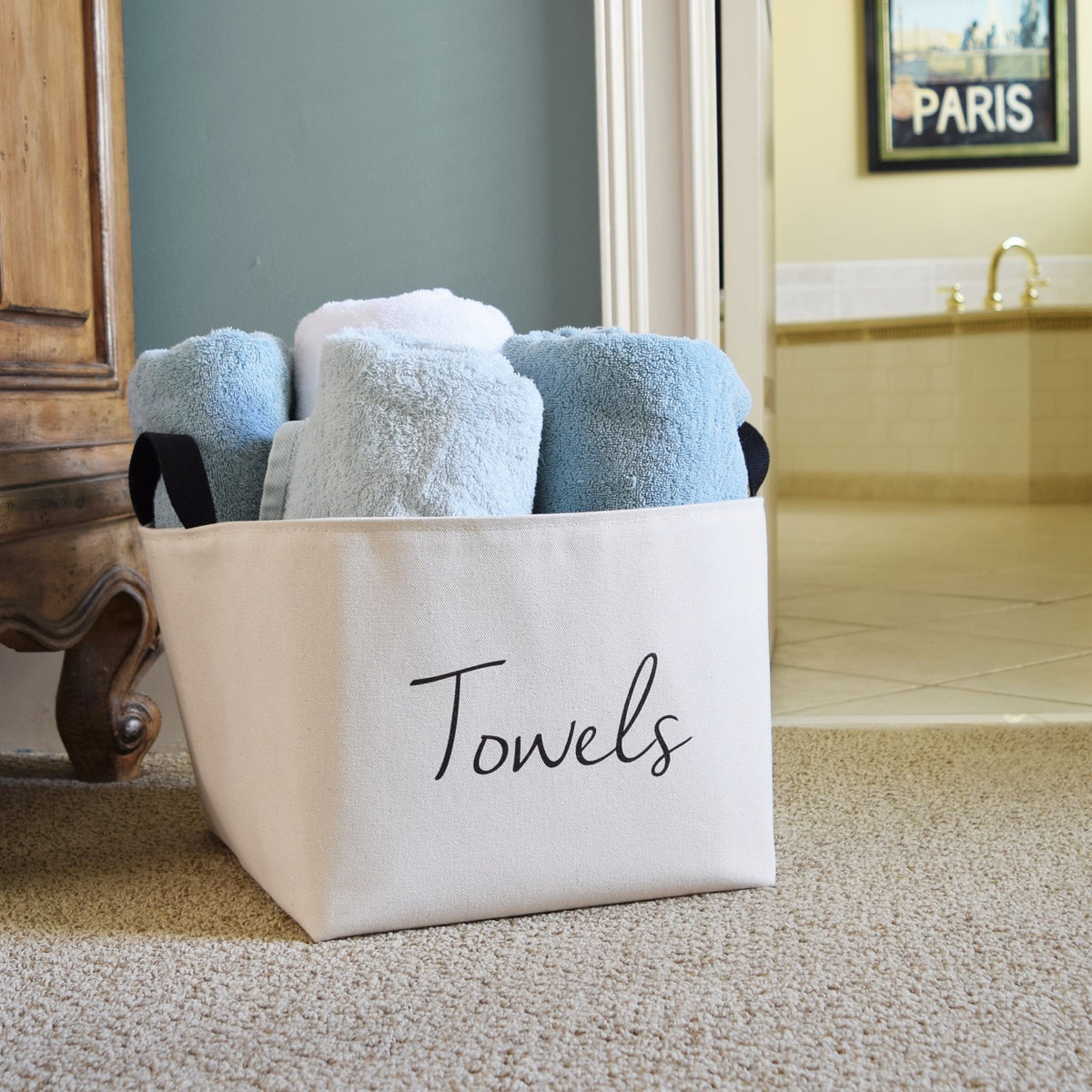 Towels Canvas Storage Bin - A Southern Bucket - 2