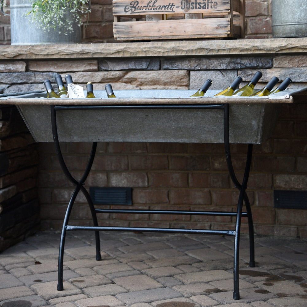 Vintage Zinc Galvanized Metal Beverage Trough from Hungary 